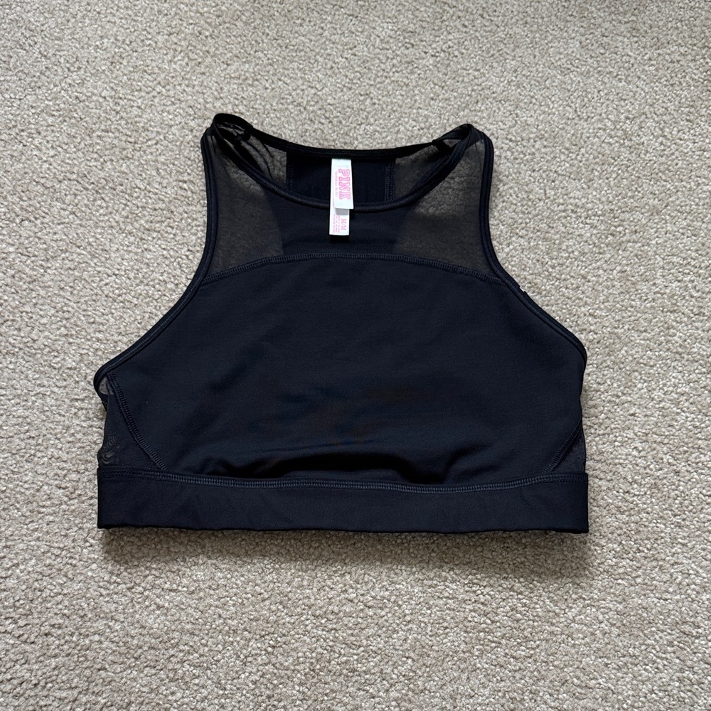✨ Victoria's Secret Black High-Neck Mesh Sports Bra Size Medium ✨